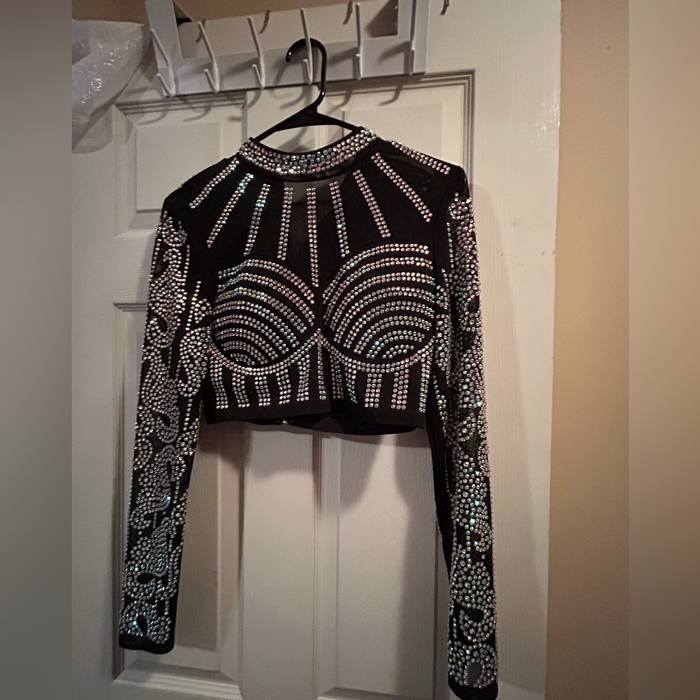 Rhinestone crop top never worn
